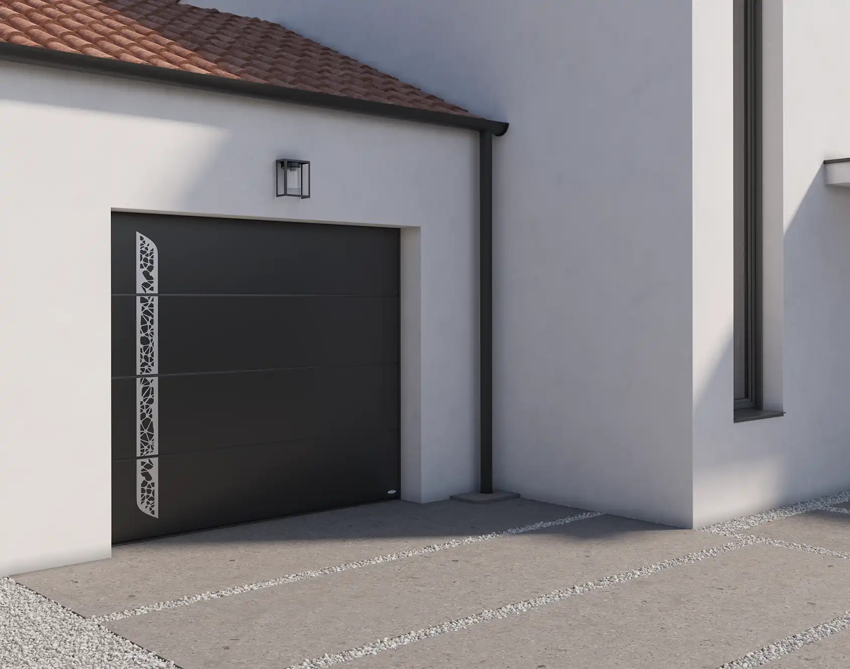 Portail battant aluminium tôlé Topaze - Kostum design coordonné Bel'M et Novoferm